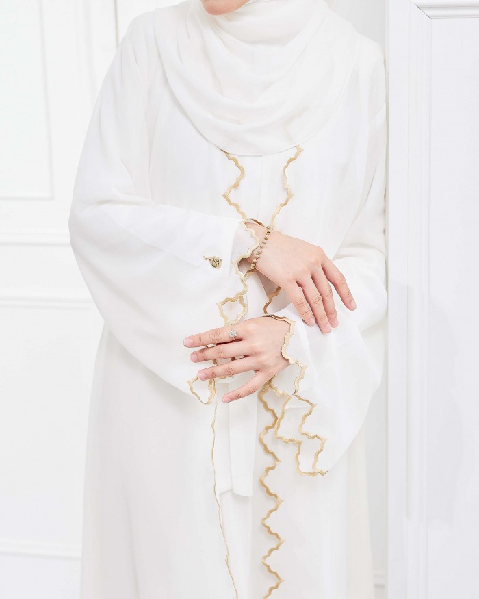 Talesha Abaya - Offwhite (Cream Embroidery)